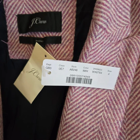 J.Crew Parke Herringbone Blazer Pink White Size 4 - Picture 3 of 9